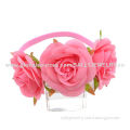Sale Three Pink Rose Hair Accessories for Youth, Made of Nonwoven Fabric and Elastic Band